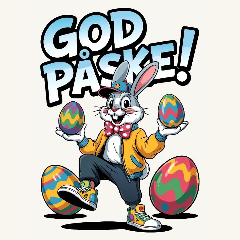 Easter bunny with colorful eggs