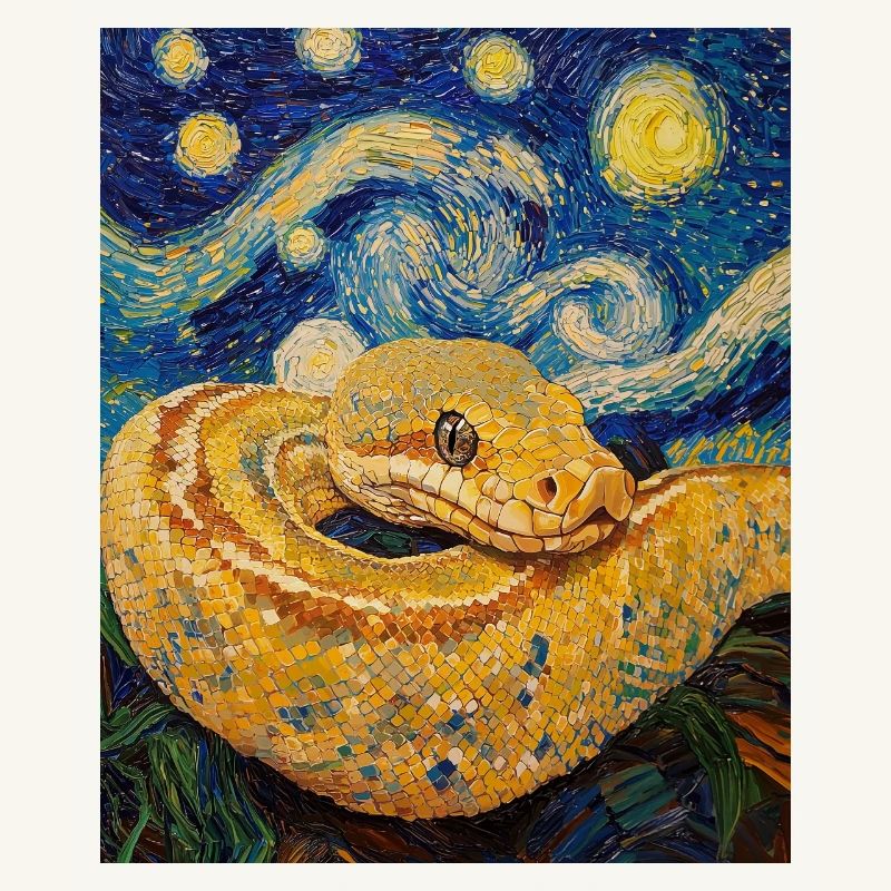 Snake Python Van Gogh Style Starry Night