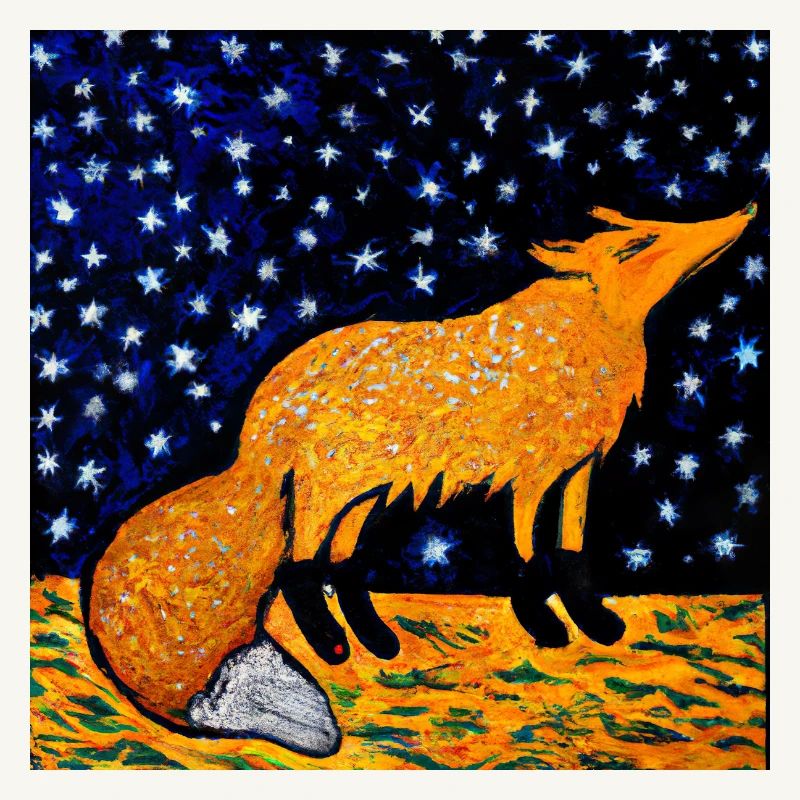 Fuchs unter einem Sternenhimmel