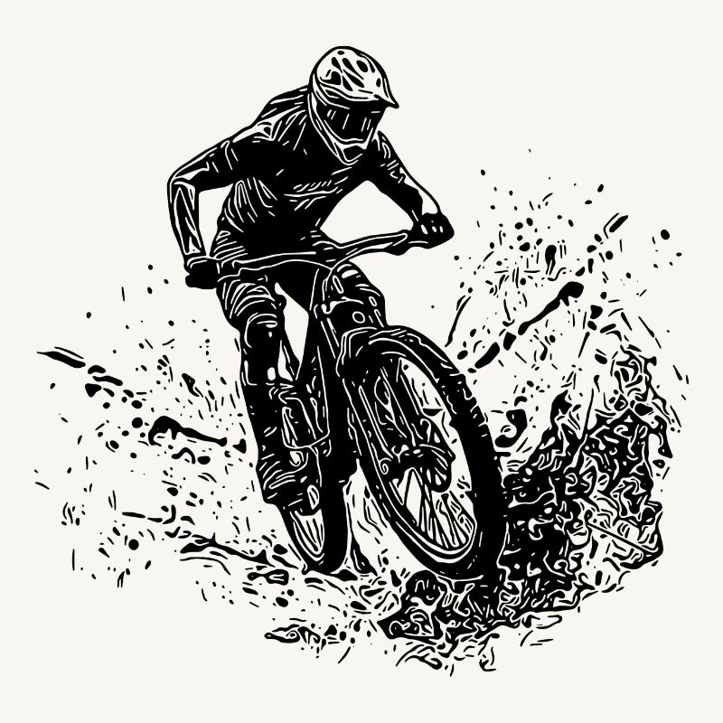 Mountain Biker Mud Splash Downhill