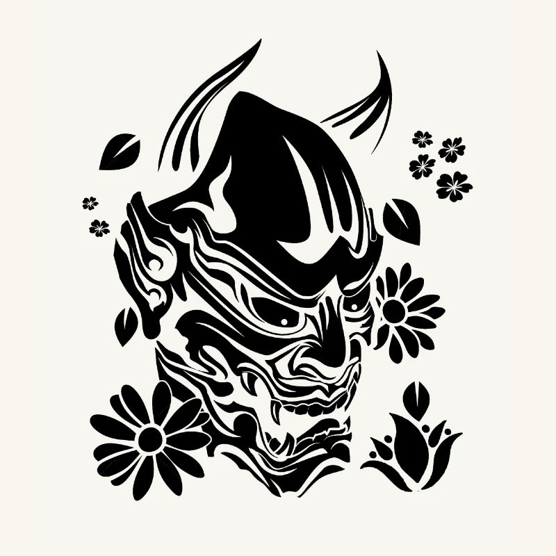 Devil with flowers black