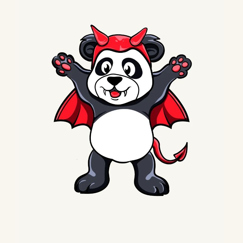 Halloween Panda Devil Evil Funny Devil evil
