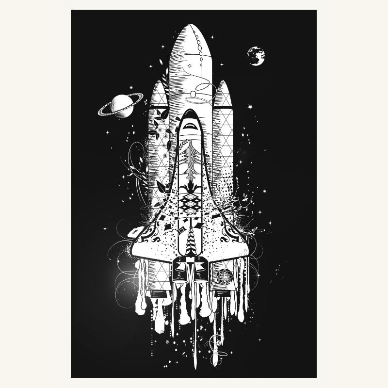 Navette spatiale imaginative dans le style graffiti