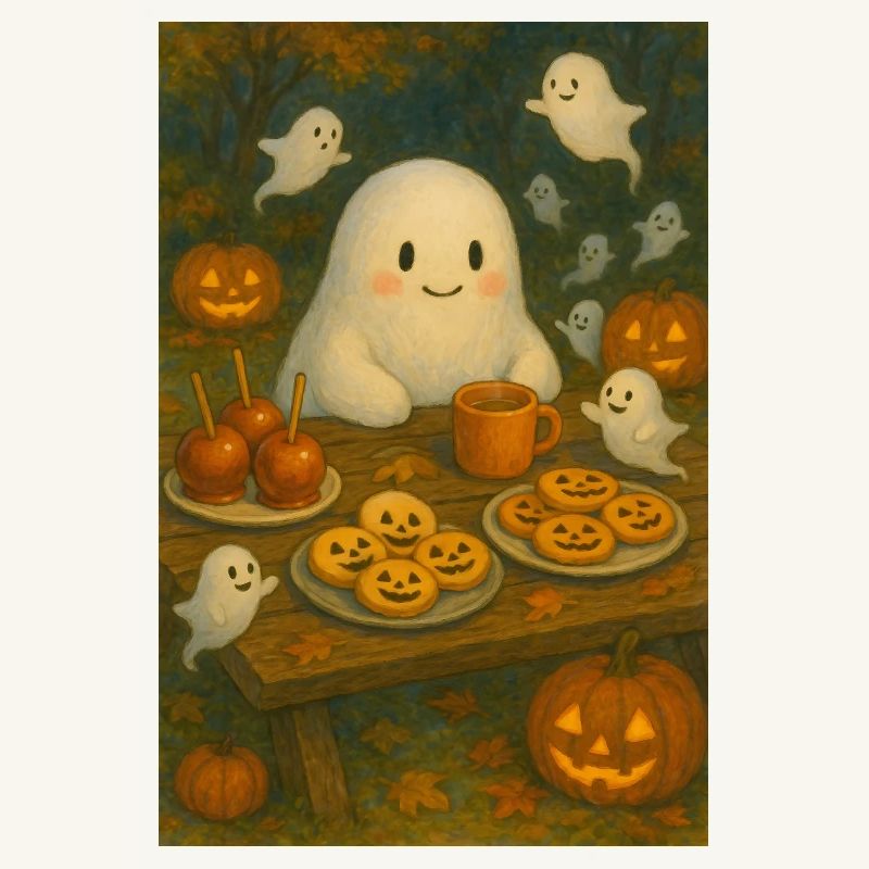Fantôme mignon avec des biscuits