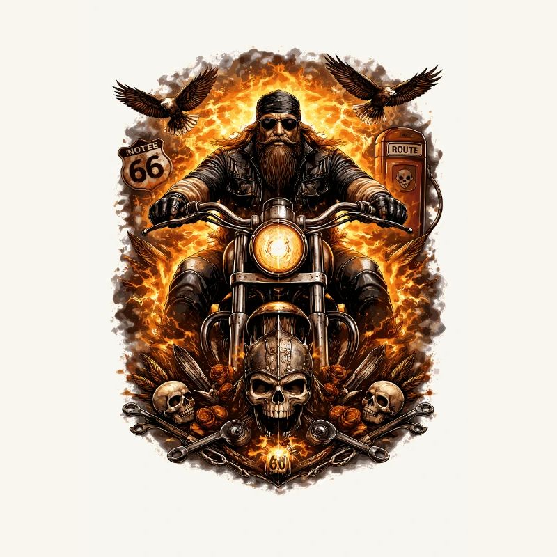 Flammen-Biker Schädel