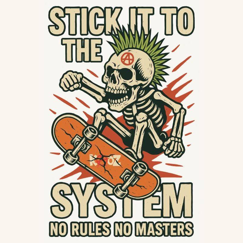 Skeleton Skateboard Against the System