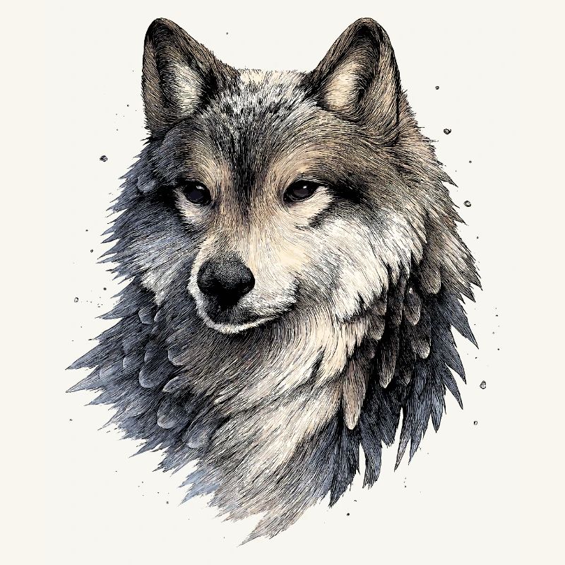 Nebelwolf dans le style aquarelle