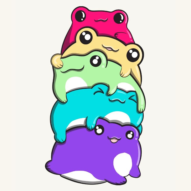 Non-Binary Pride Kawaii Frog Bunch Nonbinary