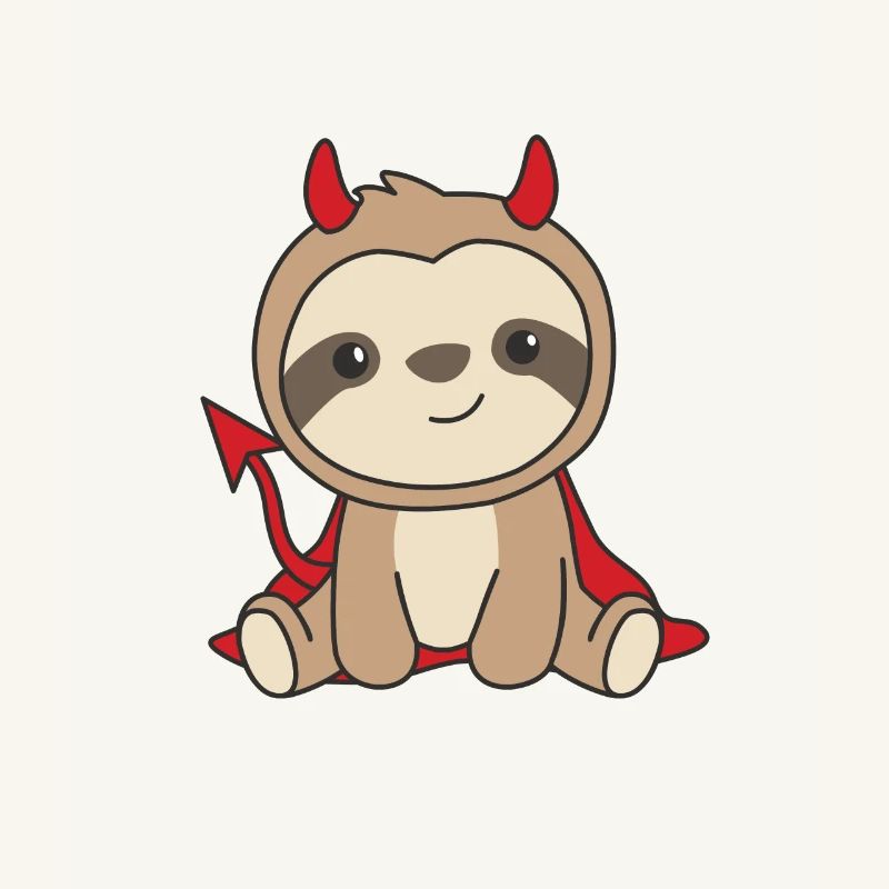Sloth Halloween Cute Devil Witch Costume