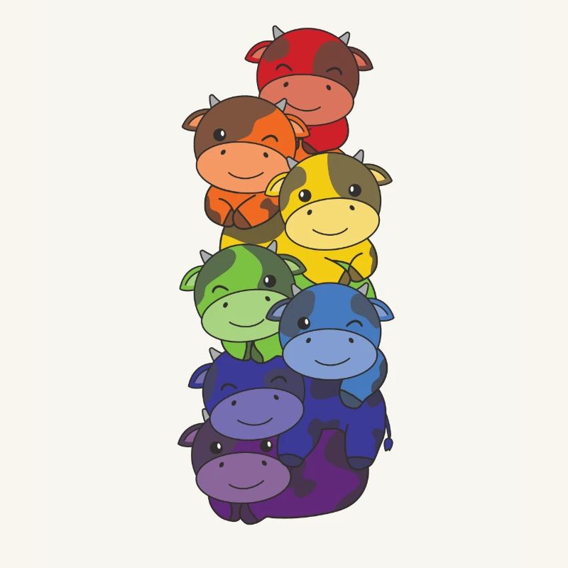 Rainbow Flag Pride LGBTQ Mignon Cow Stack