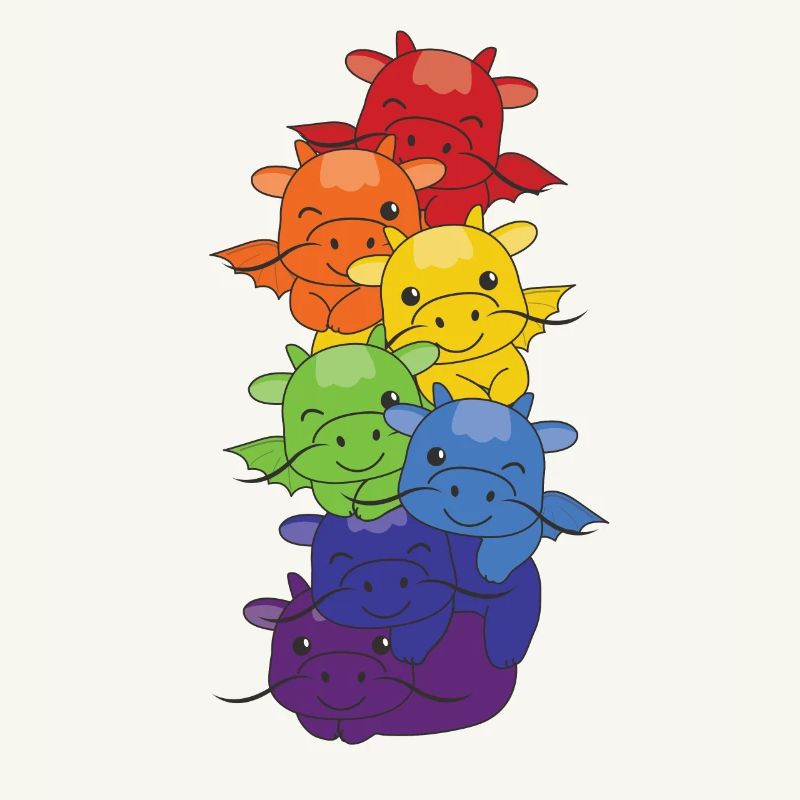 Rainbow Flag Pride LGBTQ Cute Dragon Stack