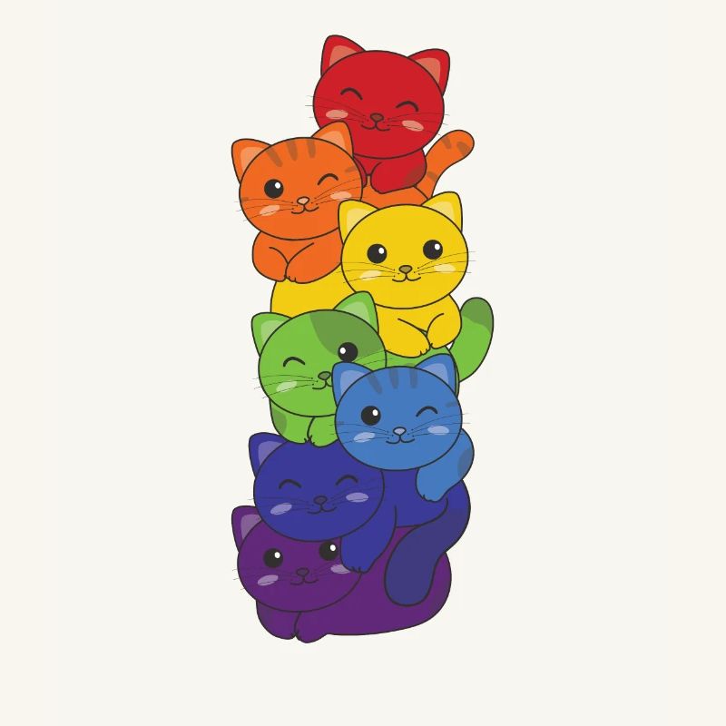 Rainbow Flag Pride LGBTQ Mignon Cat Stack