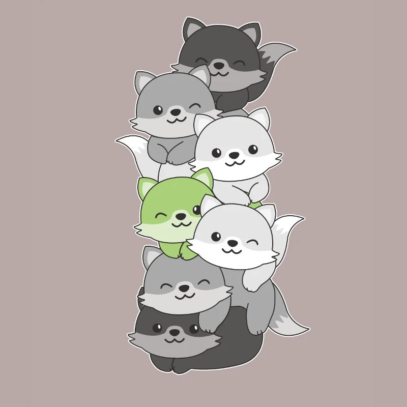 Agender Flag Pride LGBTQ Cute Fox Stack