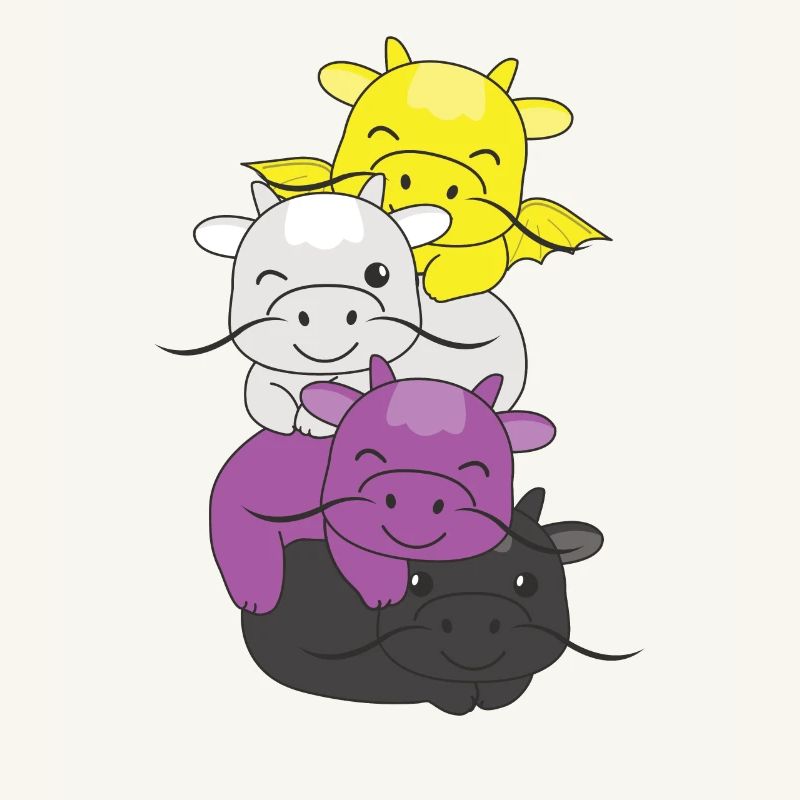 Nonbinary Flag Pride LGBTQ Cute Dragon Stack