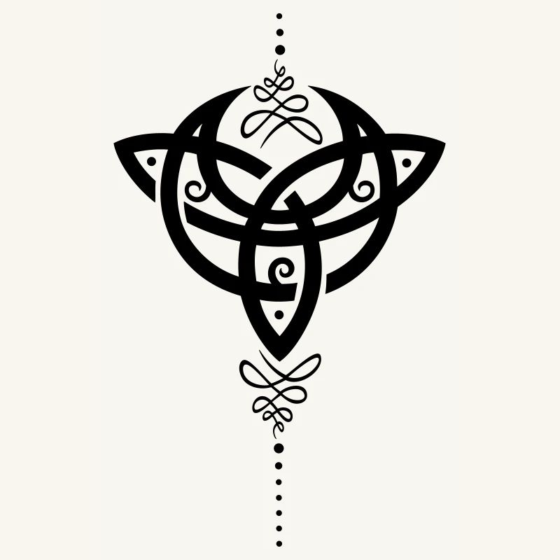 Celtic moon, crescent moon with Trinity symbol.