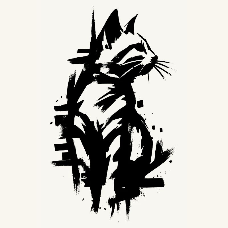 Conception de graffiti noir chat