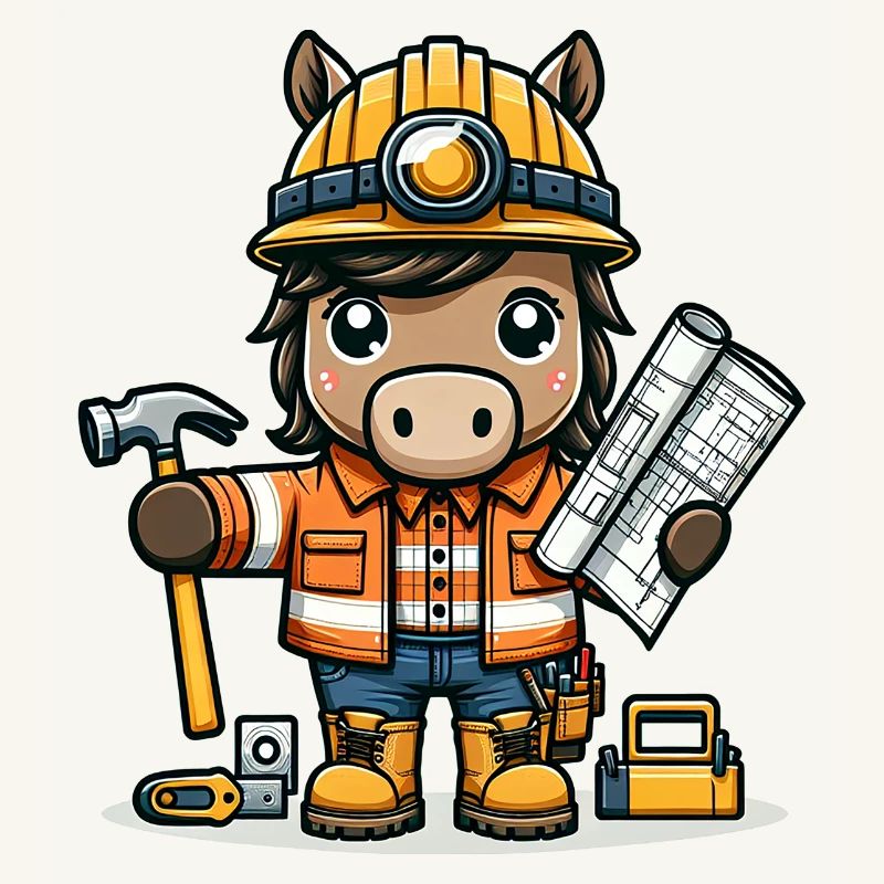 Ouvrier de la construction de cheval mignon