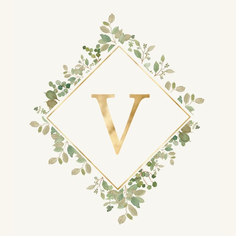 V Monogram Eucalyptus Wreath