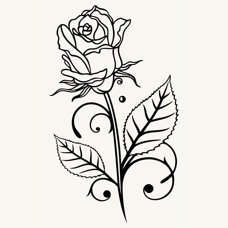 Rose mit Blättern