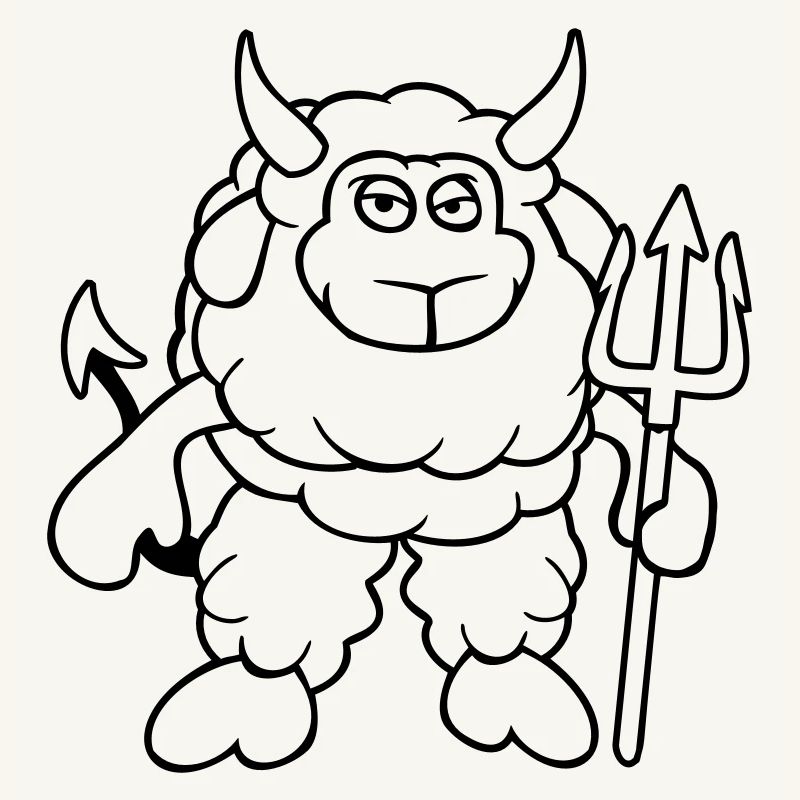 Sheep Devil Satan Hell Evil Trident Horns Cool