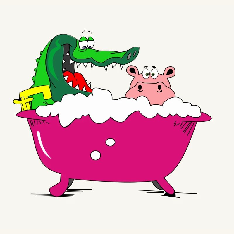 krokodil nilpferd badewanne hippo nilpferd baden