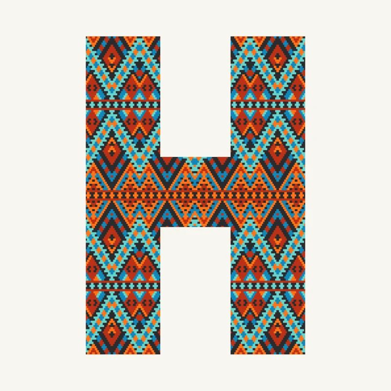 Buchstabe H - Boho-Design, buntes Monogramm