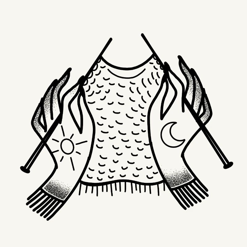 Witchcore tattoo Boho Knitting Hands