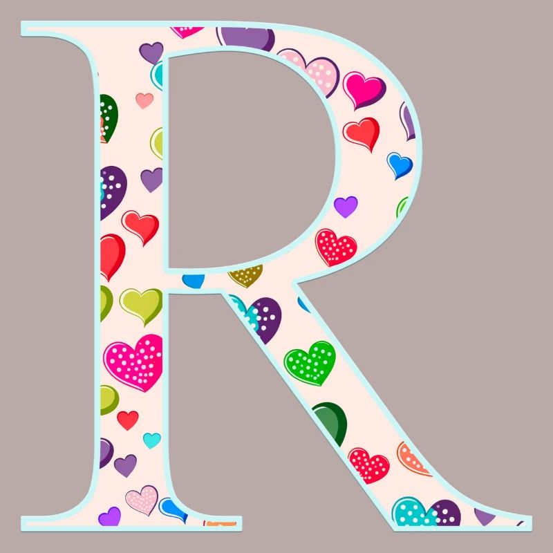 Customizable Monogram R Heart Pattern