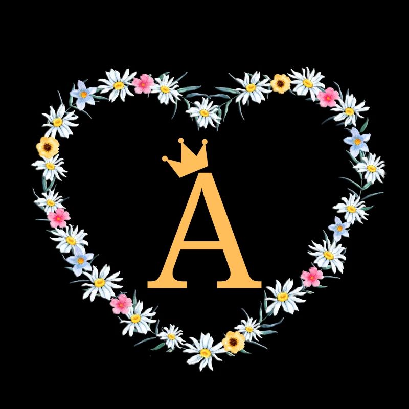 Letter A, Monogram, Heart, Personalizable