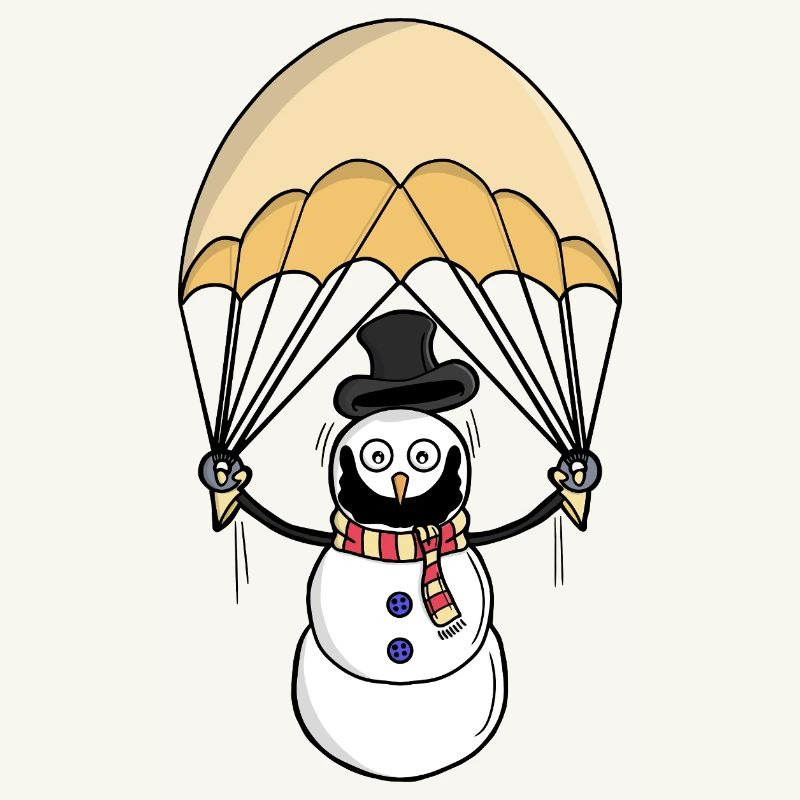 Fallschirmspringender Schneemann