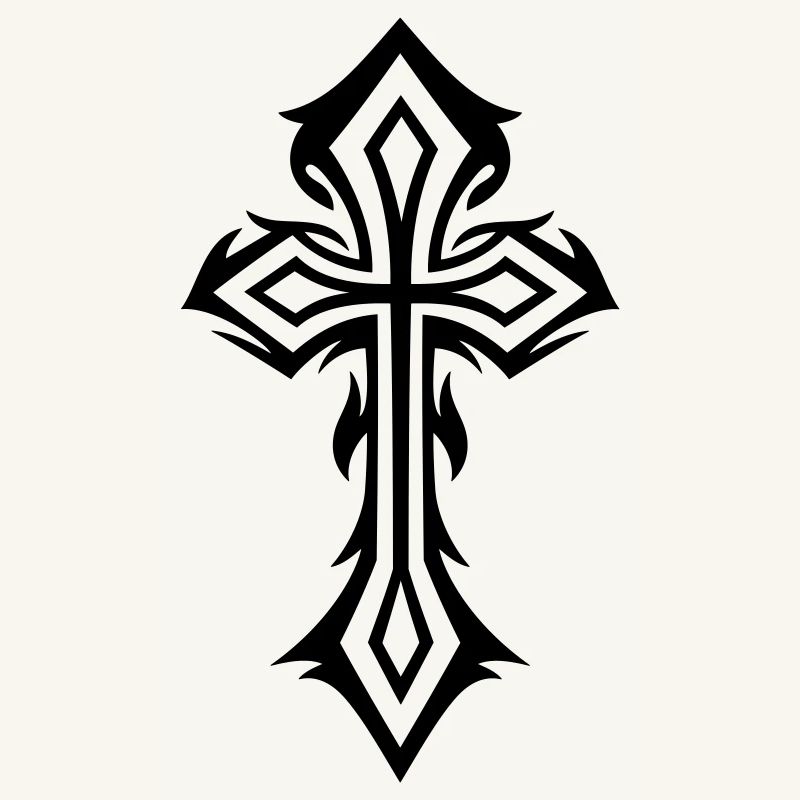 Cross, Crucifix, with thorns, gothic style.