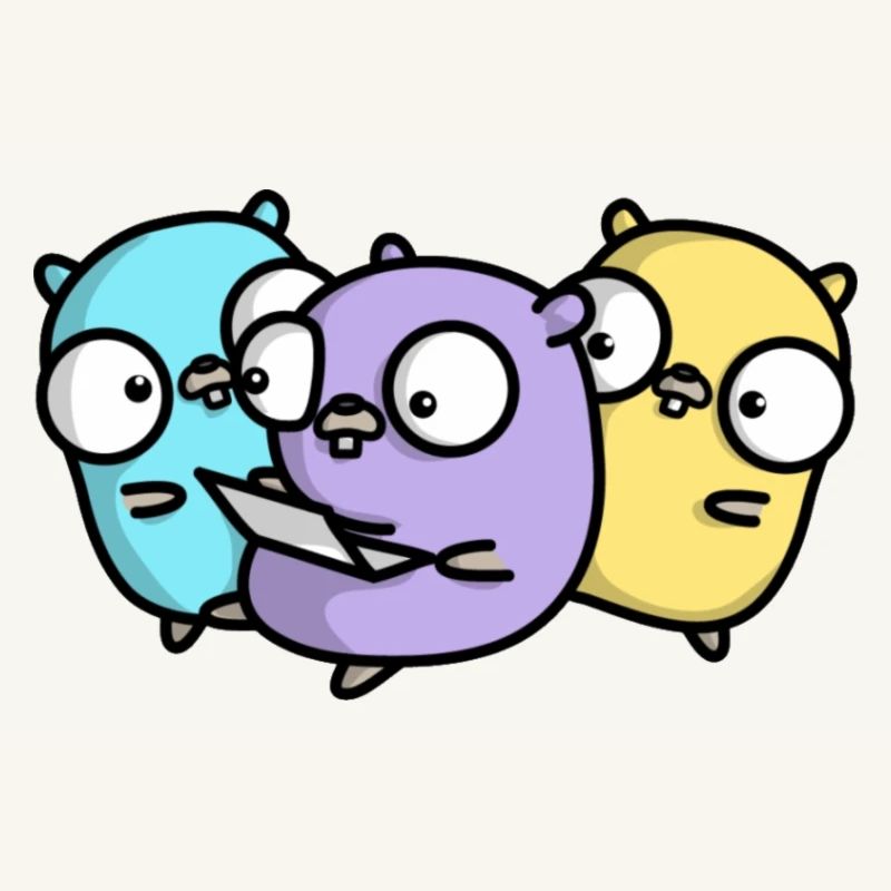 Drei niedliche Gopher beim Pair Programming