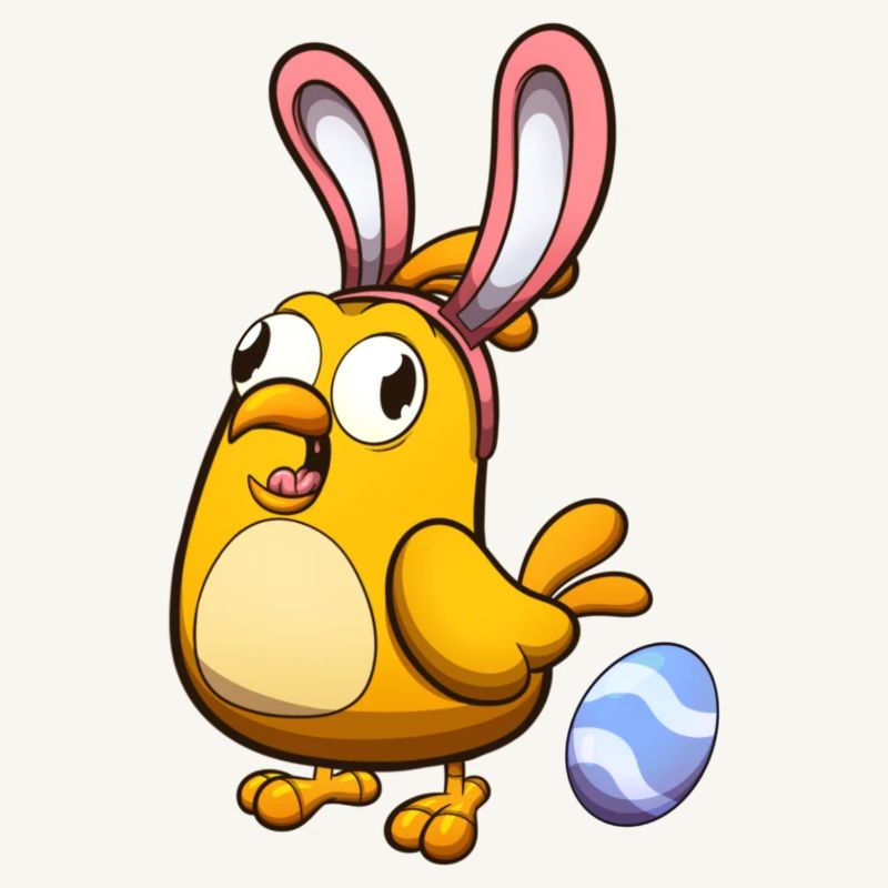Cute Little Easter Chick With Rabbit Ears