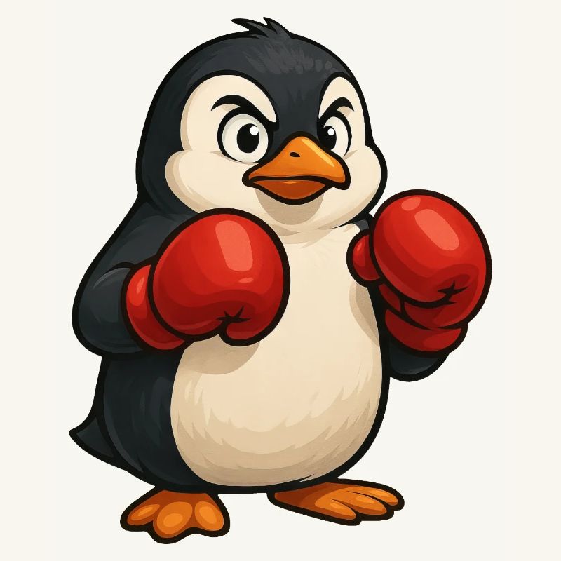Cool pingouin boxer se bat dans la conception de dessin animé