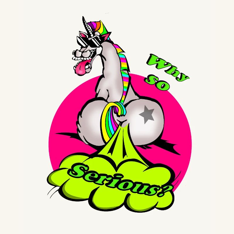 Ein buntes Einhorn mit einer humorvollen Botschaft