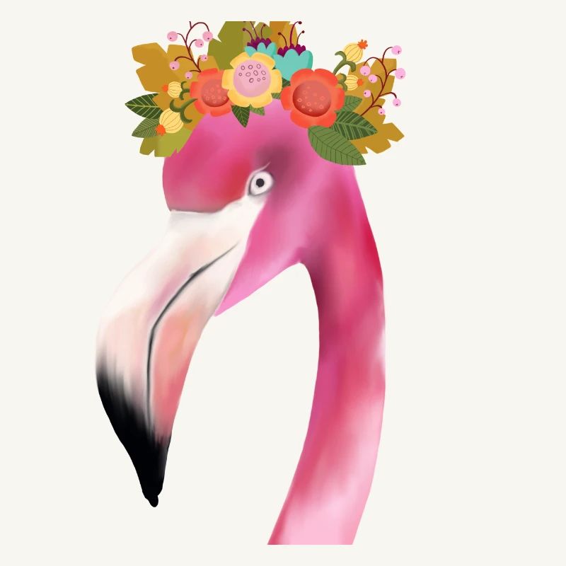 Flamingo mit Kranz
