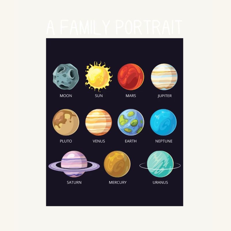 Outer Space Nerd Solar System Planets Sun Moon