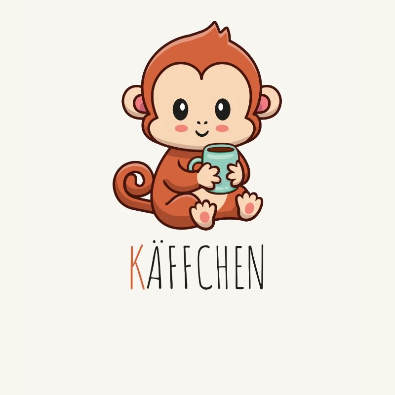 Käffchen Äffchen mit Tasse Kaffee Kaffeetrinker