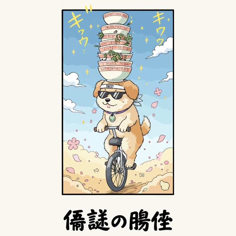 Noodle Stack Pup on Unicycle