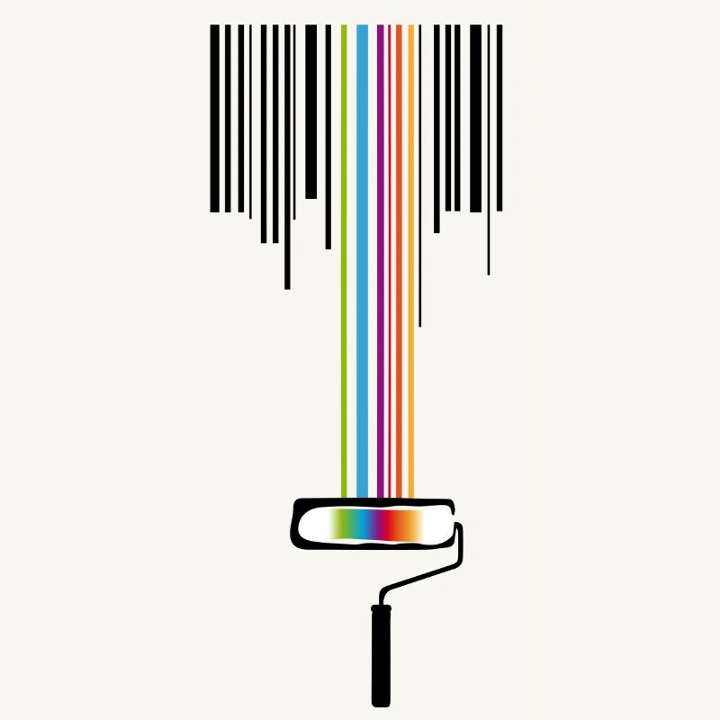 A paint roller with a bar code