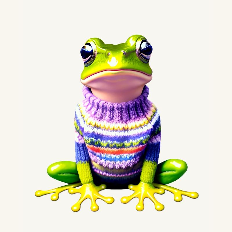 Kleiner Regenbogenfrosch mit Norweger-Pullover
