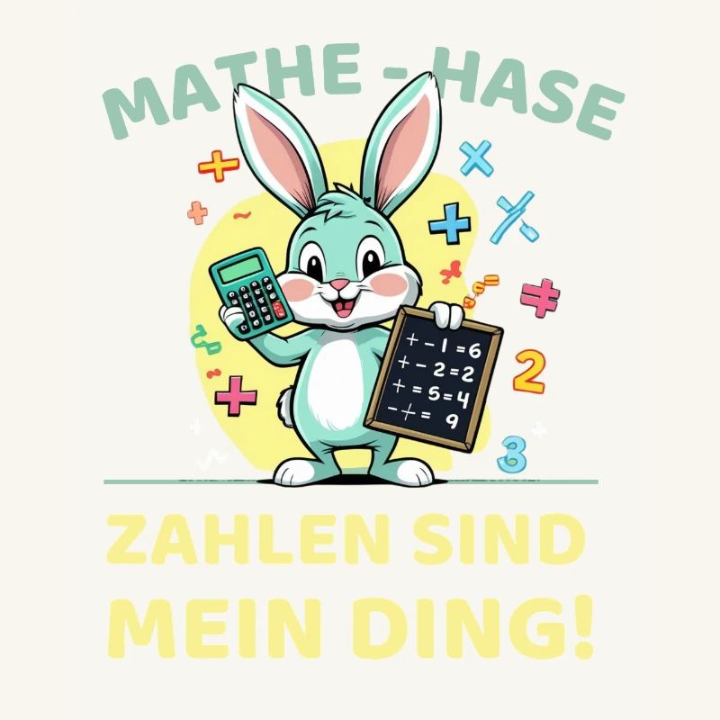 Math bunny with calculator and blackboard