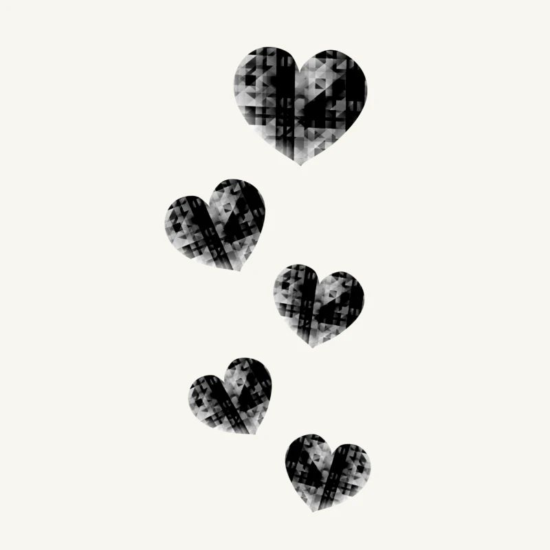 five grey hearts pattern