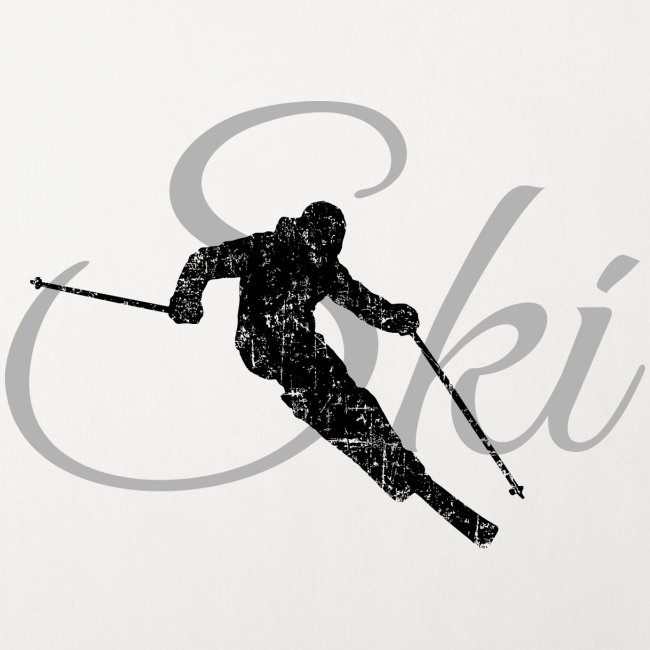 Ski Skier (Schwarz/Grau) Skifahren Skifahrer