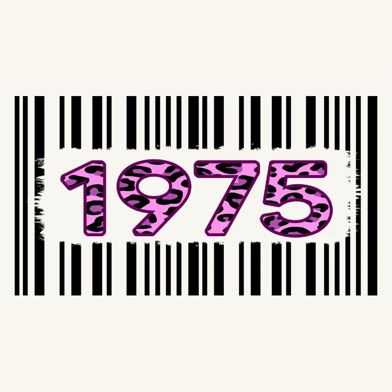 1975 Code à barres d’anniversaire unique léopard rose