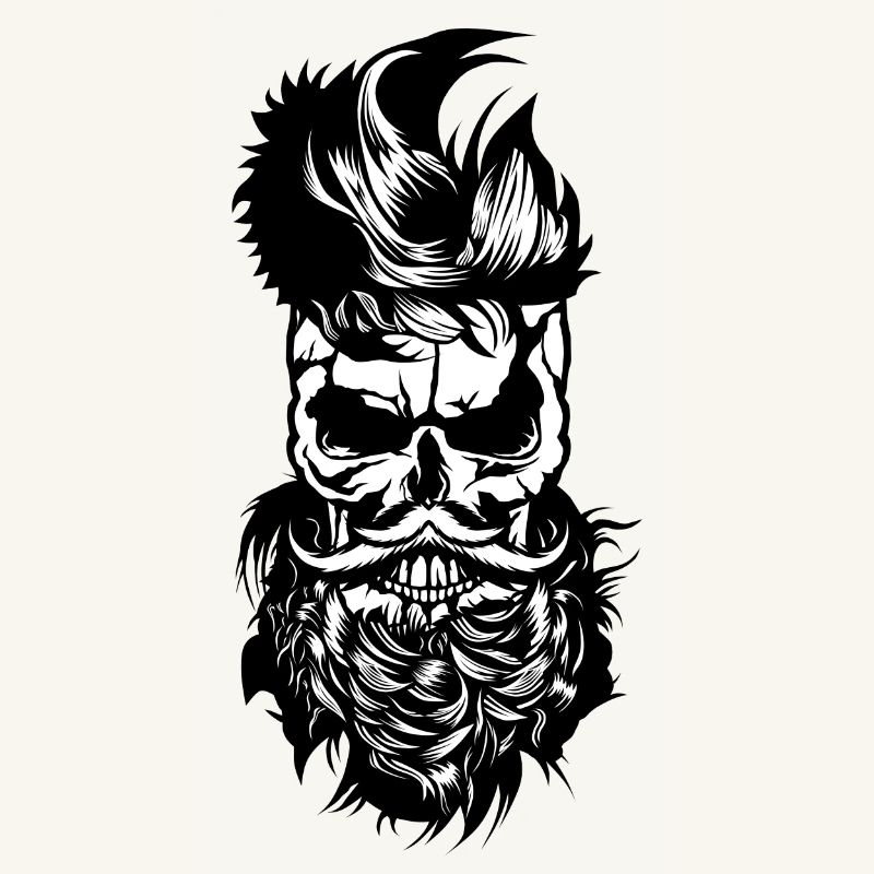 Kopf des Todes Hipster Schädel bärtiger Bart Schnurrbart m
