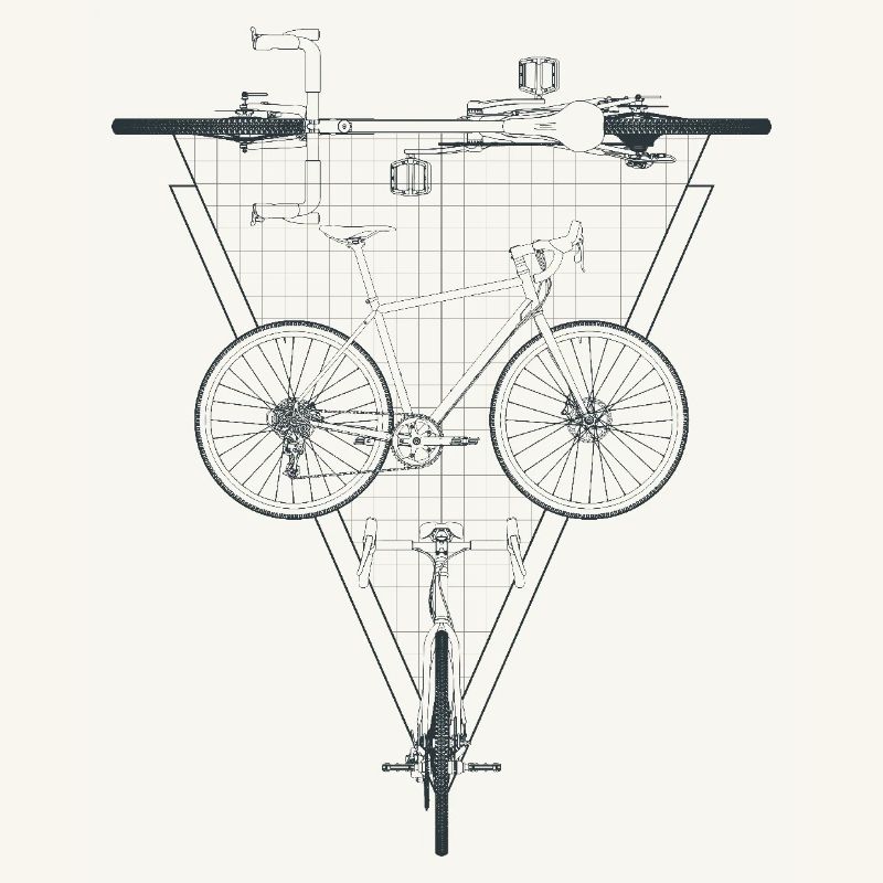 Geometric Bicycle Inside Triangle Emblem