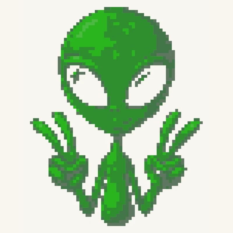 Pixel Alien Friedenszeichen