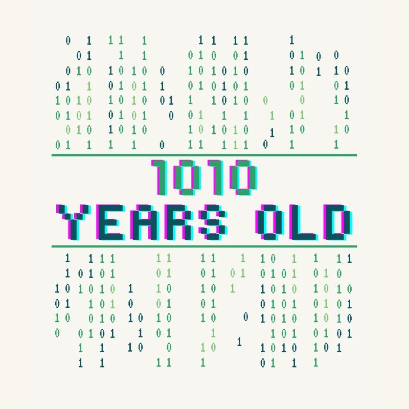 10th Birthday 10 Years Old Binary Code Computer Science