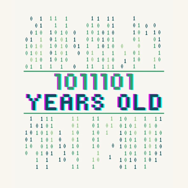 93rd Birthday 93 years old Binary Code Computer Science